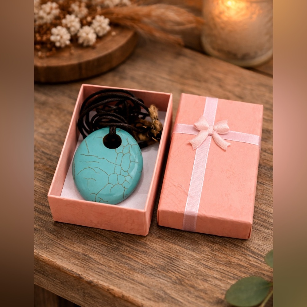 Turquoise Pendant G & G Necklace Boho Western Statement Adjustable Cord Extender - Picture 5 of 5